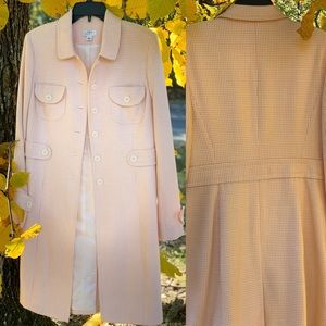 Ann Taylor Pale Pink & Cream Tweed Trench Coat